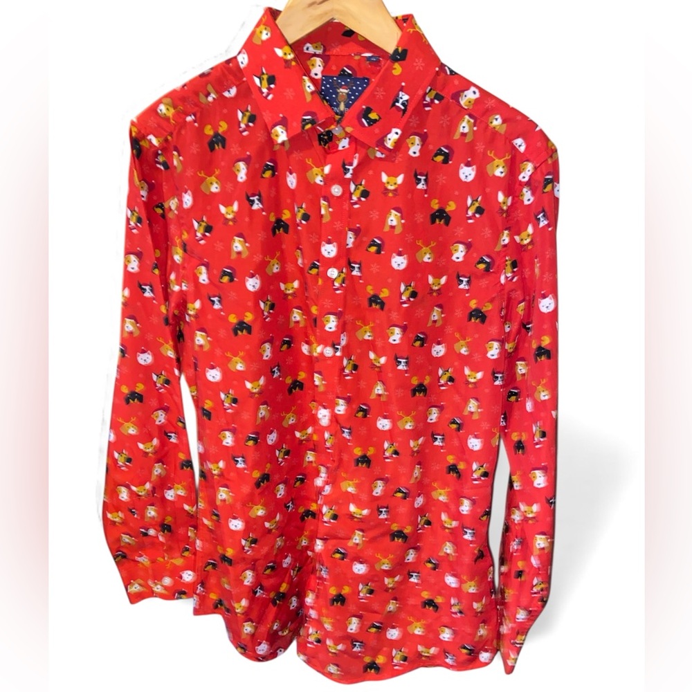 Simon Banks Christmas Dogs Dress Shirt